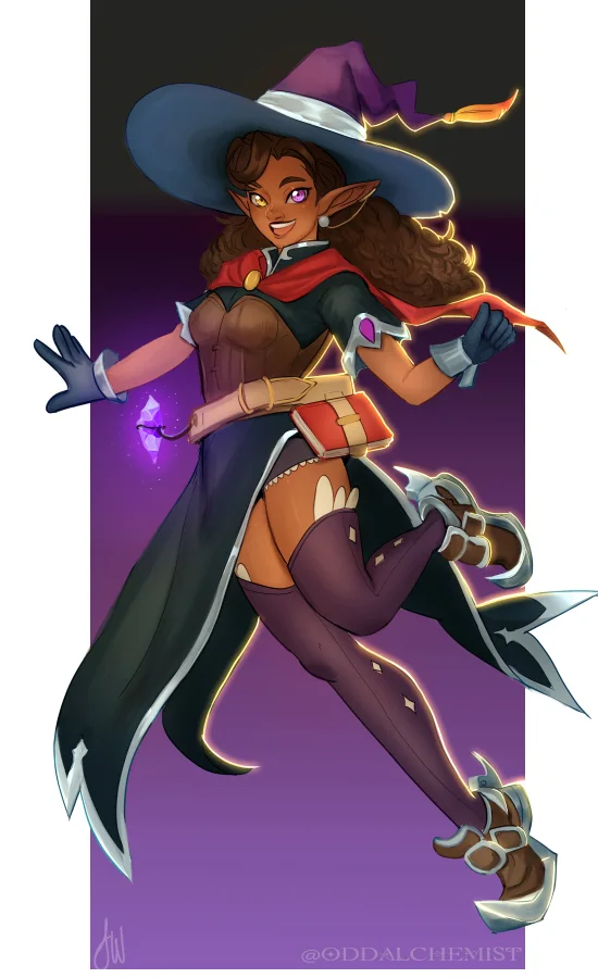 gradient pose character design- Witch