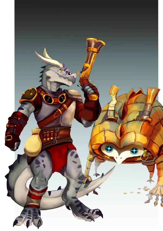 Gradient Pose Character Design - Kobold Artificer