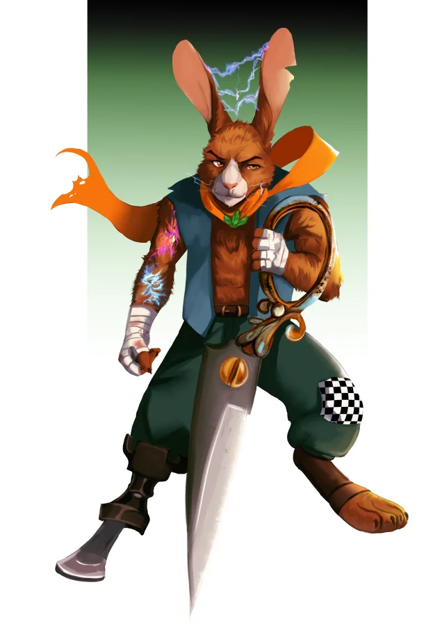 gradient pose character design- Basil (Harengon)